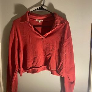 aerie red cropped shirt